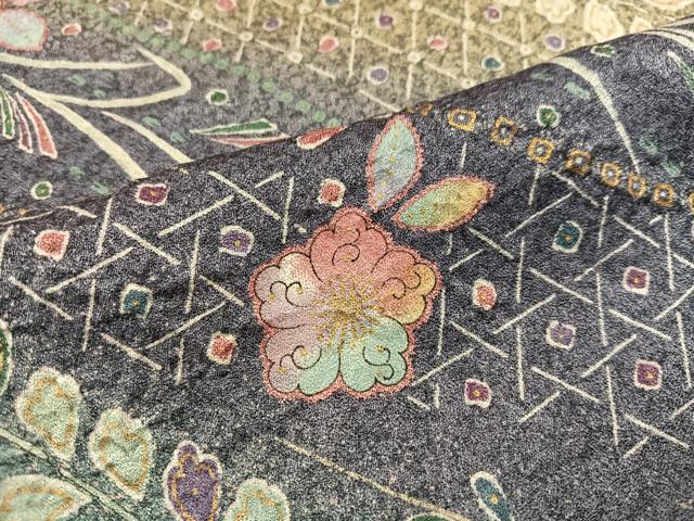 平和屋着物●世界的ファッションデザイナー 山本寛斎 kansaiブランド 小紋 辻が花 絞り 暈し染め 金彩 正絹 逸品 AABJ9376ph