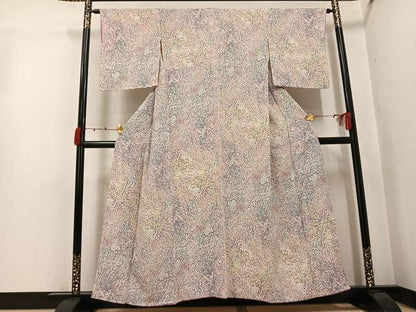 平和屋着物●上質な小紋　乱菊　鬼しぼ縮緬　正絹　逸品　AABJ9378ph
