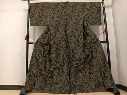平和屋着物●本場大島紬　更紗唐草文　正絹　逸品　未使用　AABJ9380ph