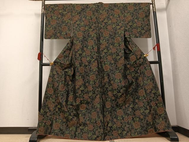 平和屋着物●本場大島紬　更紗唐草文　正絹　逸品　未使用　AABJ9380ph