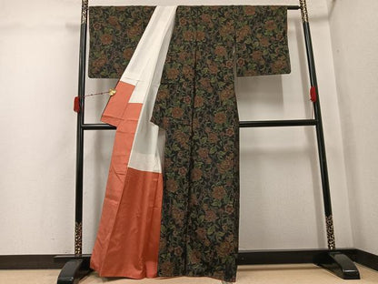 平和屋着物●本場大島紬　更紗唐草文　正絹　逸品　未使用　AABJ9380ph
