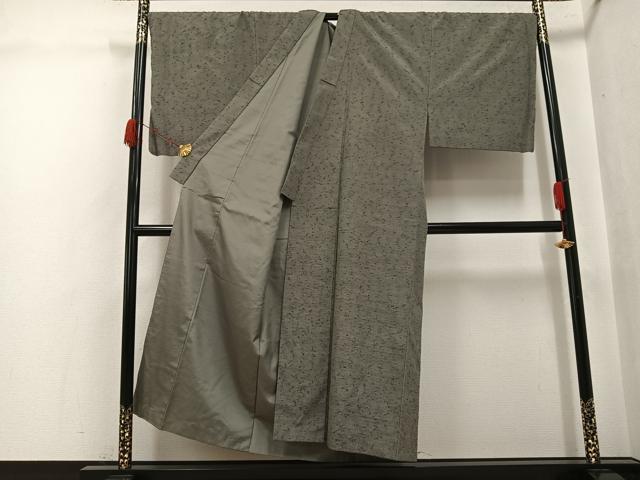 平和屋着物●男性　髭紬　色無地　生壁色　キングサイズ　正絹　逸品　AABJ9386ph