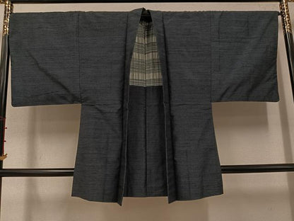 平和屋着物●男性　塩沢紬　アンサンブル　蚊絣　証紙付き　正絹　逸品　AABJ9388ph