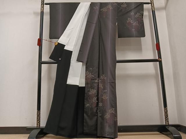 平和屋着物●訪問着　本場縞大島紬　藤花房　さが美扱い　正絹　逸品　AABJ9391ph