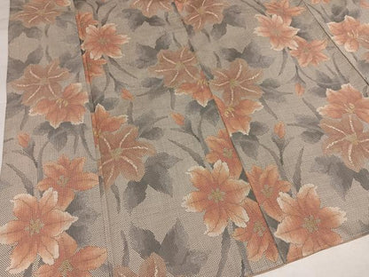 平和屋着物●本場大島紬　白大島　一元7マルキ　草花文　正絹　逸品　AABJ9393ph