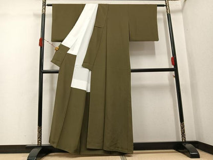 平和屋着物●上質な色無地　媚茶色　正絹　逸品　AABJ9394ph