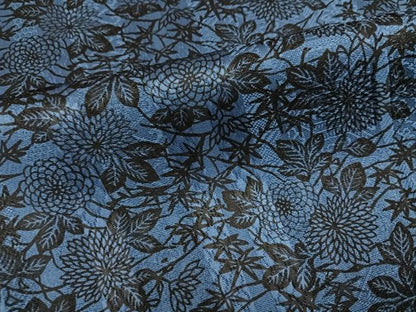 平和屋着物●上質な小紋　藍　草花文　さが美扱い　正絹　逸品　未使用　AABJ9395ph