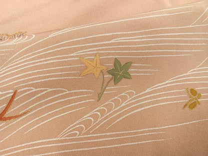 平和屋着物●訪問着　駒刺繍　立波花鳥舞蝶文　金彩　正絹　逸品　AABJ9396ph