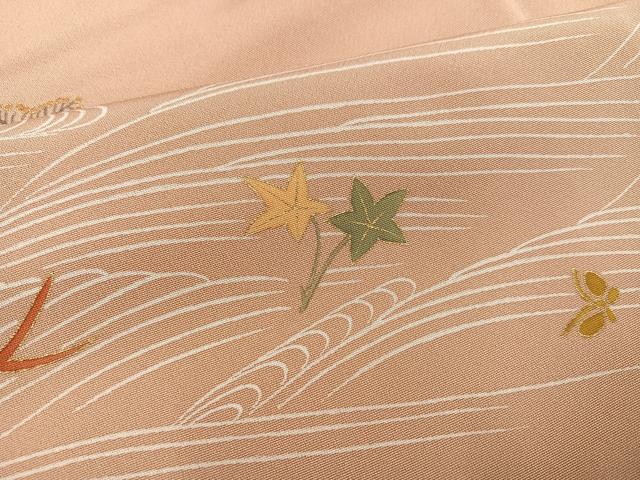 平和屋着物●訪問着　駒刺繍　立波花鳥舞蝶文　金彩　正絹　逸品　AABJ9396ph