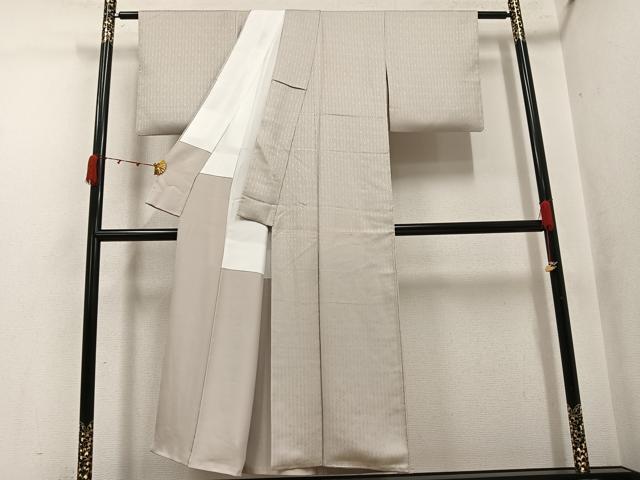 平和屋着物●上質な色無地　お召地　幾何学地紋　潤色　正絹　逸品　AABJ9397ph