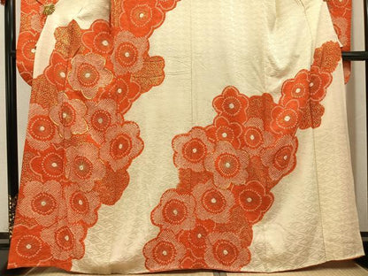 平和屋着物●豪華振袖　駒刺繍　絞り　梅　金彩　正絹　逸品　AABJ9399ph