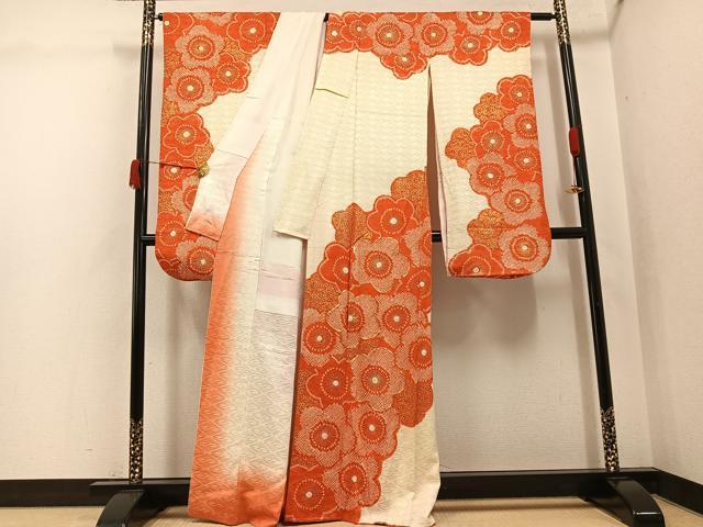 平和屋着物●豪華振袖　駒刺繍　絞り　梅　金彩　正絹　逸品　AABJ9399ph