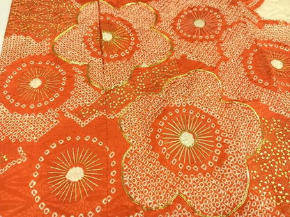 平和屋着物●豪華振袖　駒刺繍　絞り　梅　金彩　正絹　逸品　AABJ9399ph