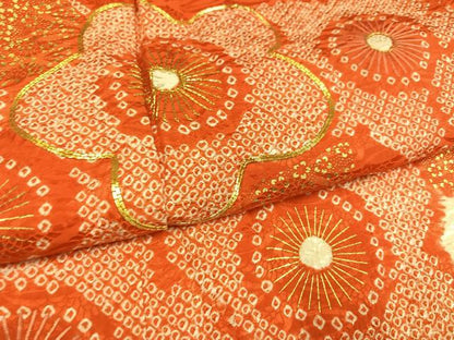 平和屋着物●豪華振袖　駒刺繍　絞り　梅　金彩　正絹　逸品　AABJ9399ph