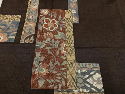 平和屋着物●　中国三大刺繍　汕頭刺繍　スワトウ刺繍　相良刺繍　訪問着　紬地　更紗文　正絹　逸品　未使用　AABJ9400ph