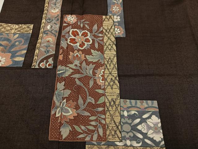 平和屋着物●　中国三大刺繍　汕頭刺繍　スワトウ刺繍　相良刺繍　訪問着　紬地　更紗文　正絹　逸品　未使用　AABJ9400ph