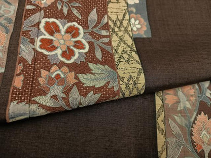 平和屋着物●　中国三大刺繍　汕頭刺繍　スワトウ刺繍　相良刺繍　訪問着　紬地　更紗文　正絹　逸品　未使用　AABJ9400ph