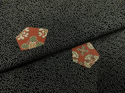 平和屋着物●上質な小紋　亀甲花文　黒地　正絹　逸品　未使用　AABJ9401ph