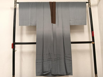 平和屋着物●男性　長襦袢　袷　縞　暈し染め　正絹　逸品　AABJ9402ph