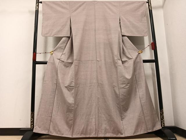 平和屋着物●上質な紬　色無地　枯野色　正絹　逸品　未使用　AABJ9403ph