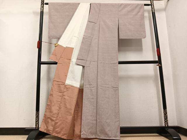 平和屋着物●上質な紬　色無地　枯野色　正絹　逸品　未使用　AABJ9403ph