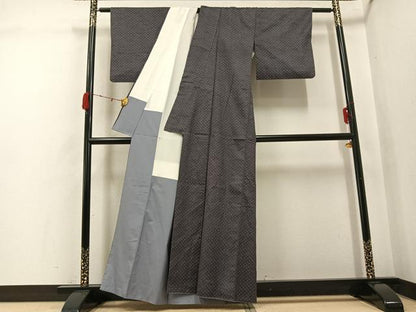 平和屋着物●上質な紬　十字絣　正絹　逸品　AABJ9407ph