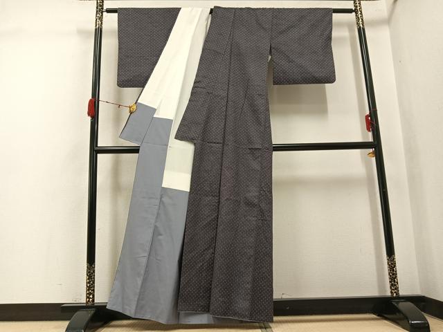 平和屋着物●上質な紬　十字絣　正絹　逸品　AABJ9407ph
