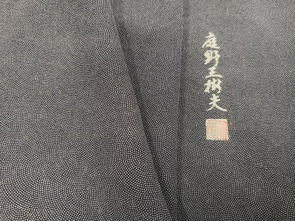 平和屋着物●庭野三樹夫　江戸小紋　極小鮫小紋柄　正絹　逸品　AABJ9410ph