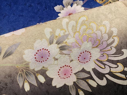 平和屋着物●豪華振袖　刺繍　花毬文　暈し染め　金彩　銀通し地　正絹　逸品　AABJ9411ph