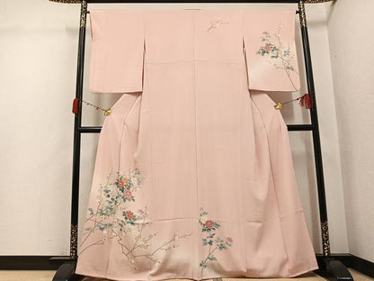 平和屋着物●訪問着　友禅　枝花文　暈し染め　正絹　逸品　AABJ9412ph