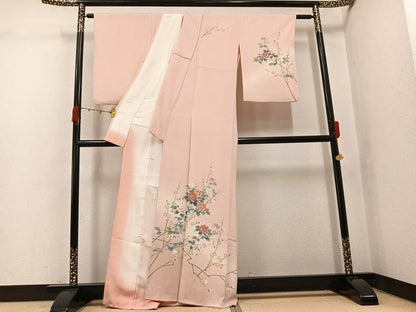 平和屋着物●訪問着　友禅　枝花文　暈し染め　正絹　逸品　AABJ9412ph