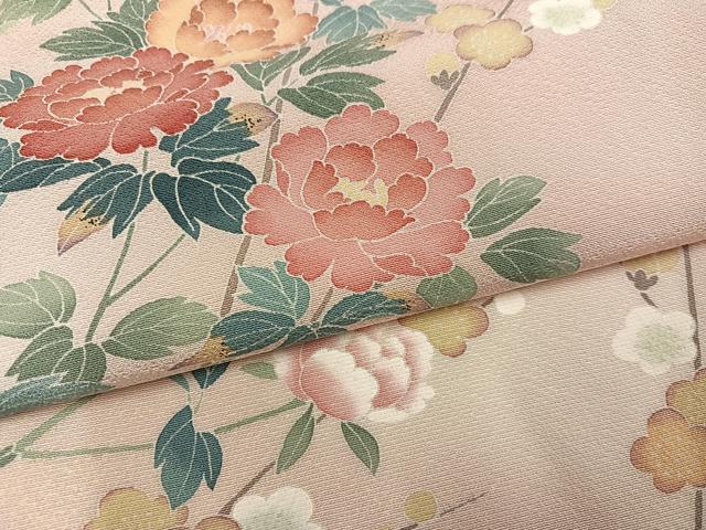 平和屋着物●訪問着　友禅　枝花文　暈し染め　正絹　逸品　AABJ9412ph