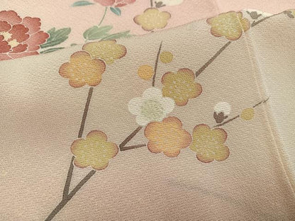 平和屋着物●訪問着　友禅　枝花文　暈し染め　正絹　逸品　AABJ9412ph