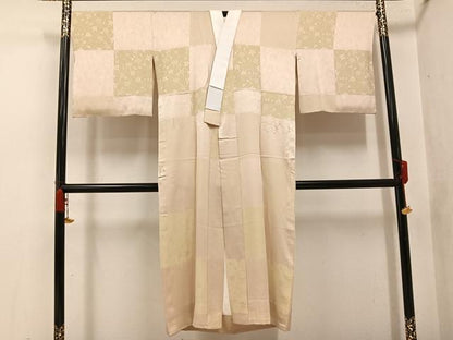 平和屋着物●長襦袢　無双仕立て　市松花地紋　正絹　逸品　AABJ9413ph