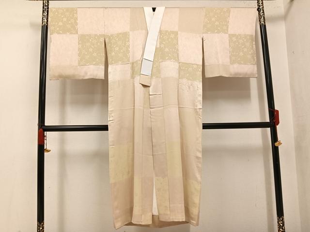 平和屋着物●長襦袢　無双仕立て　市松花地紋　正絹　逸品　AABJ9413ph