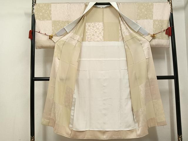 平和屋着物●長襦袢　無双仕立て　市松花地紋　正絹　逸品　AABJ9413ph