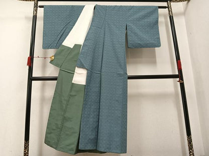 平和屋着物●上質な紬　幾何学文様　正絹　逸品　AABJ9417ph