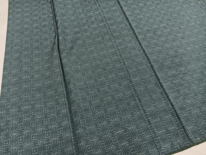 平和屋着物●上質な紬　幾何学文様　正絹　逸品　AABJ9417ph