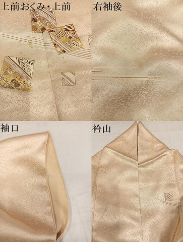 平和屋着物●銀座きしや　訪問着　駒刺繍　色紙吉祥草花文　金彩　たとう紙付き　正絹　逸品　AABJ9420ph