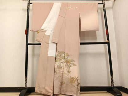 平和屋着物●金彩友禅　卓越技能者・名工・和田光正　訪問着　雪輪立波花文　暈し染め　金銀彩　正絹　逸品　AABJ9423ph