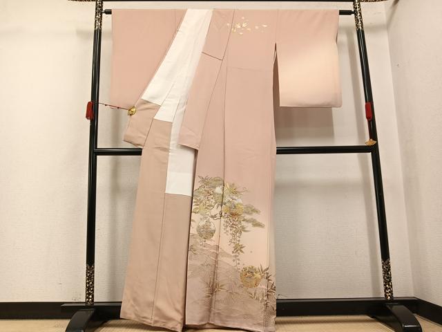 平和屋着物●金彩友禅　卓越技能者・名工・和田光正　訪問着　雪輪立波花文　暈し染め　金銀彩　正絹　逸品　AABJ9423ph