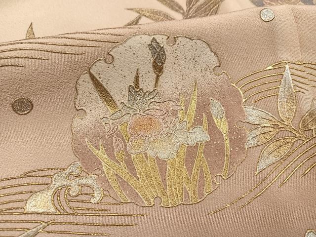 平和屋着物●金彩友禅　卓越技能者・名工・和田光正　訪問着　雪輪立波花文　暈し染め　金銀彩　正絹　逸品　AABJ9423ph
