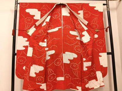 平和屋着物●振袖用長襦袢　無双仕立て　絞り　花霞文　正絹　逸品　AABJ9424ph