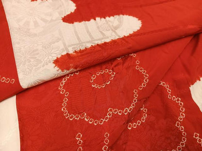 平和屋着物●振袖用長襦袢　無双仕立て　絞り　花霞文　正絹　逸品　AABJ9424ph