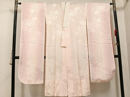 平和屋着物●振袖用長襦袢　無双仕立て　流水花地紋　暈し染め　正絹　逸品　未使用　AABJ9425ph