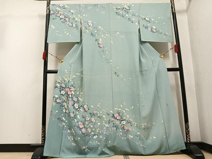 平和屋着物●十日町友禅作家　阿部佳雪　訪問着　枝花文　暈し染め　正絹　逸品　AABJ9427ph