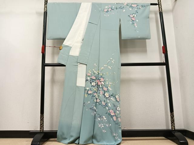 平和屋着物●十日町友禅作家　阿部佳雪　訪問着　枝花文　暈し染め　正絹　逸品　AABJ9427ph