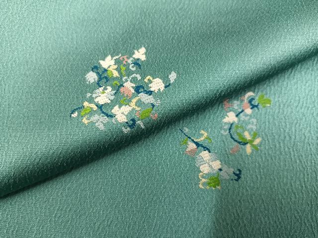 平和屋着物●お召　花唐草文　正絹　逸品　AABJ9429ph