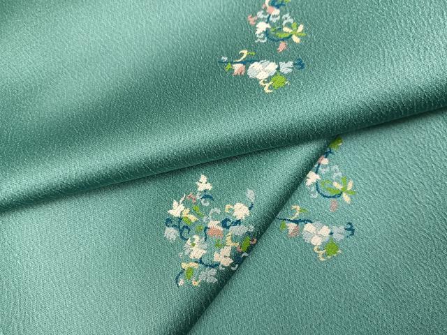 平和屋着物●お召　花唐草文　正絹　逸品　AABJ9429ph