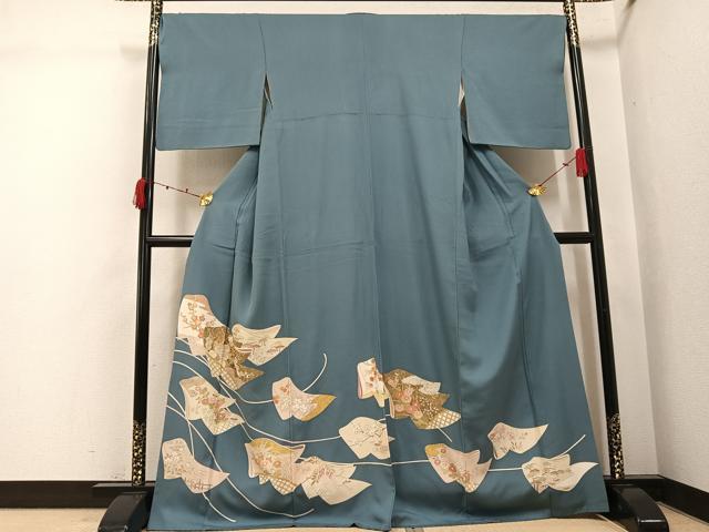 平和屋着物●色留訪問着　草花文　金彩　正絹　逸品　AABJ9430ph